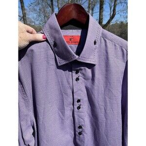 Pascal Morabito Unique Collar Shirt Geometric Print LS Button Men 3XLT NWT